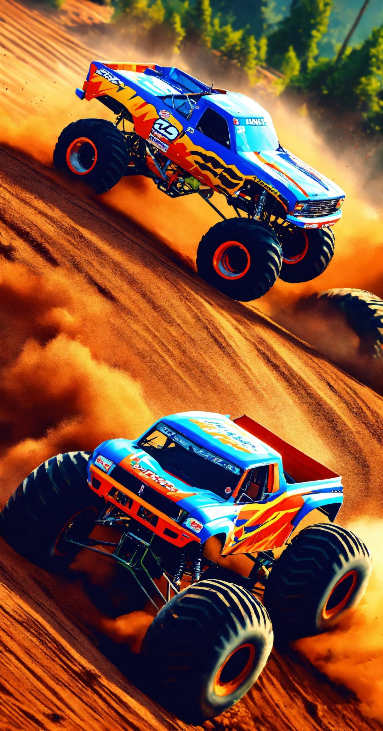 Monster Truck Racing On Dirt 4k Quality